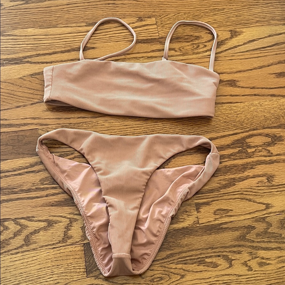 Ribbed Mauve Bikini Set